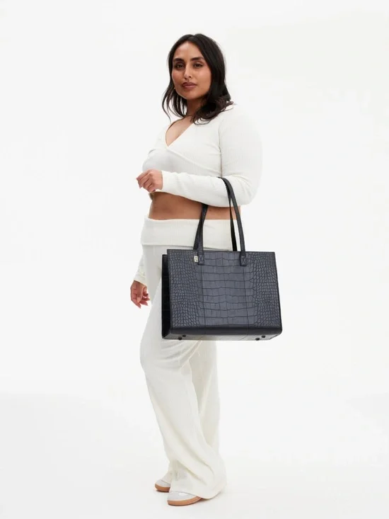 Beis Black Croc-Embossed Work Tote - Picture 3 of 8